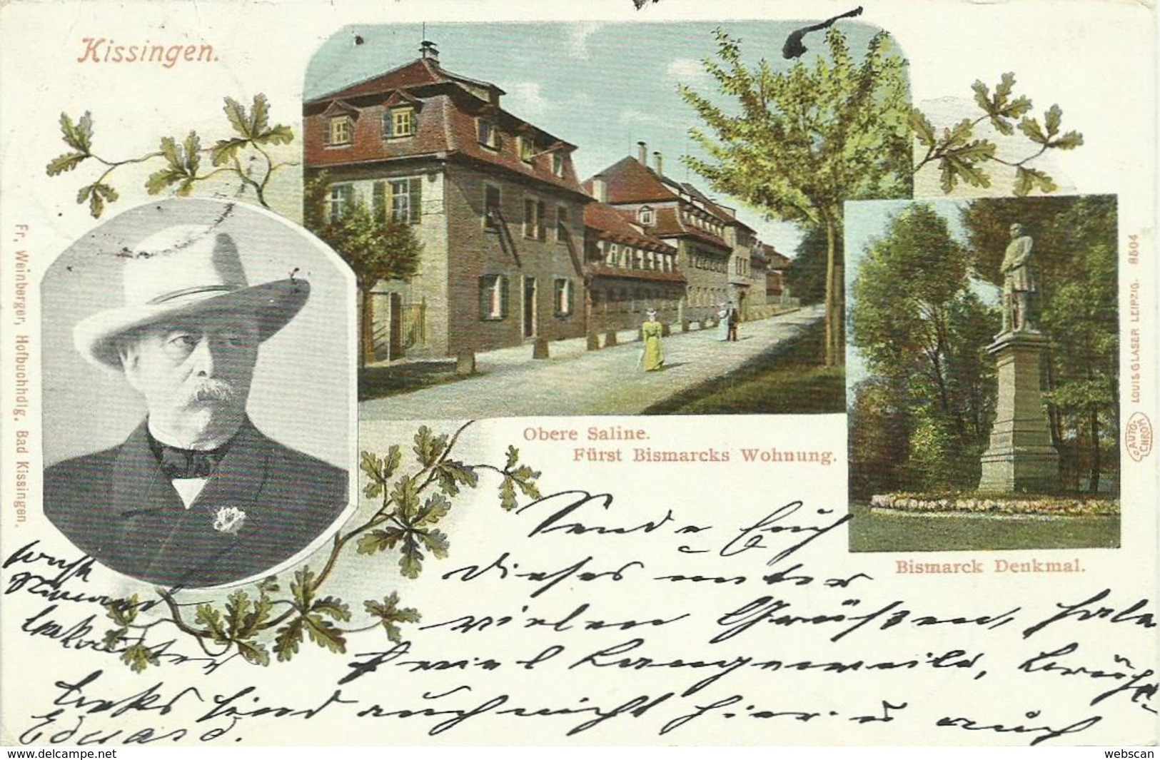 AK Bad Kissingen Bismarck Denkmal Obere Saline Color 1902 #11 - Bad Kissingen