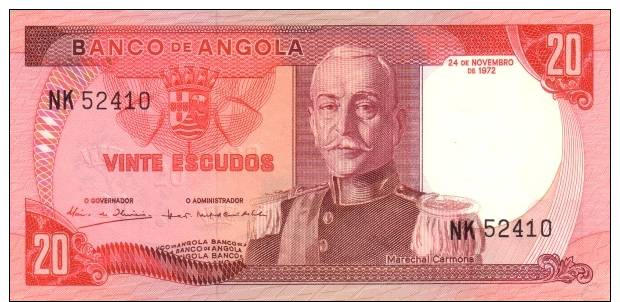 ANGOLA PORTUGAL 20 ESCUDOS 1972 UNC - Angola