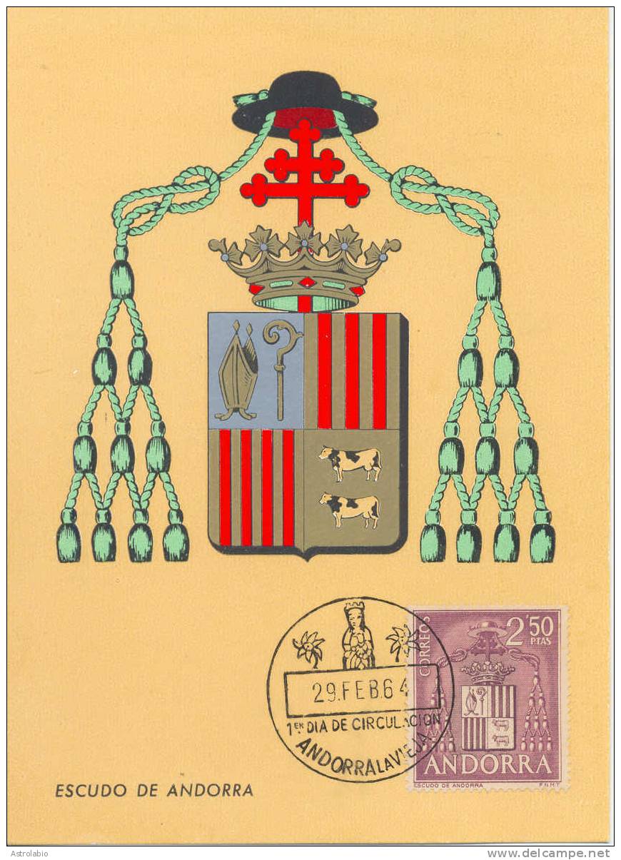 Carte maximum (8) Pont, Eglise, Armoiries Vues et Vierge 1963-64 Yvert 53/60 Voir 8 scan