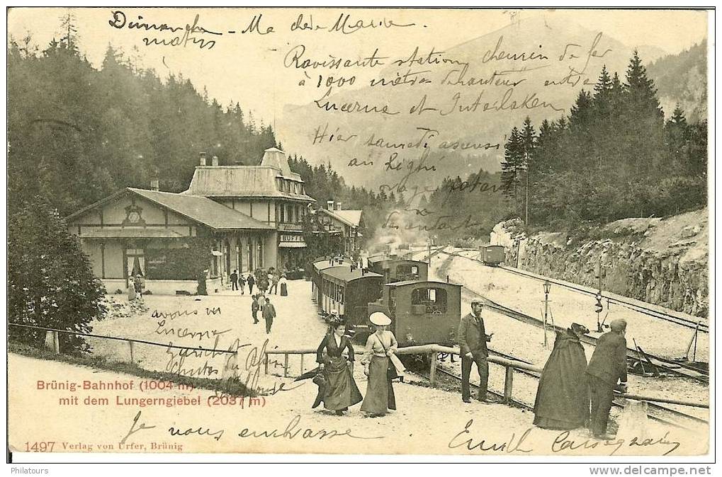 SUISSE  /  BRÜNIG-BAHNOF MIT DEM LUNGERNGIEBEL - Lungern