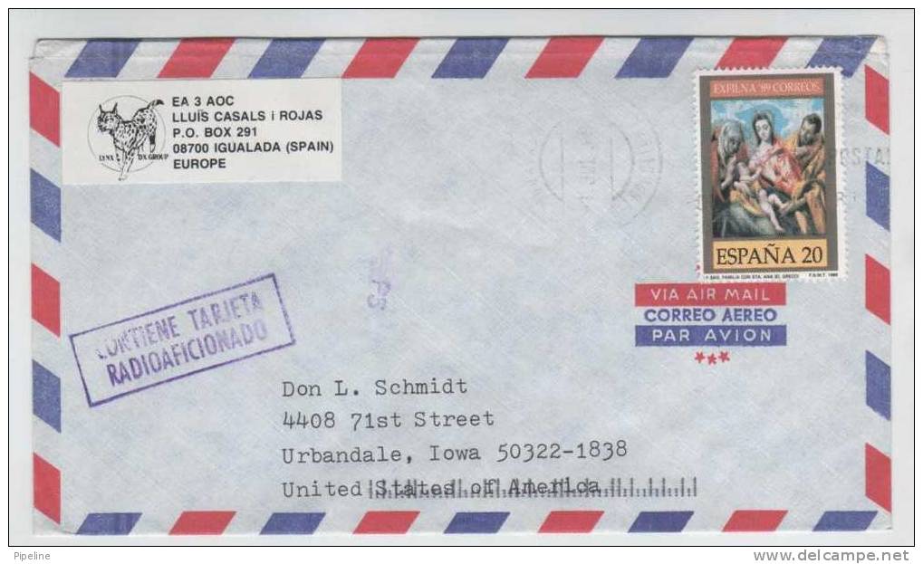 Spain Air Mail Cover Sent To USA - Cartas & Documentos