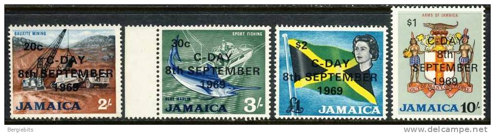 1969 Jamaica  Set Of 4 Overprinted  MNH Scenic Stamps From Definitive Set, These Are The High Values!! - Jamaica (1962-...)