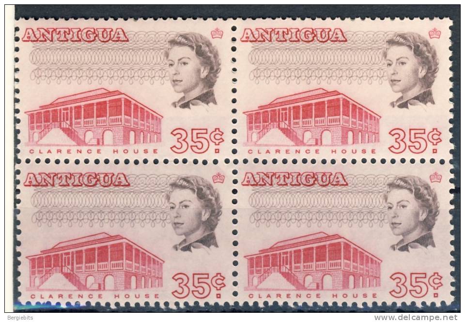 1966 - 69 Antigua MNH Block Of 4 Of The 35 Cent Value From The Definitive Set - Antigua And Barbuda (1981-...)