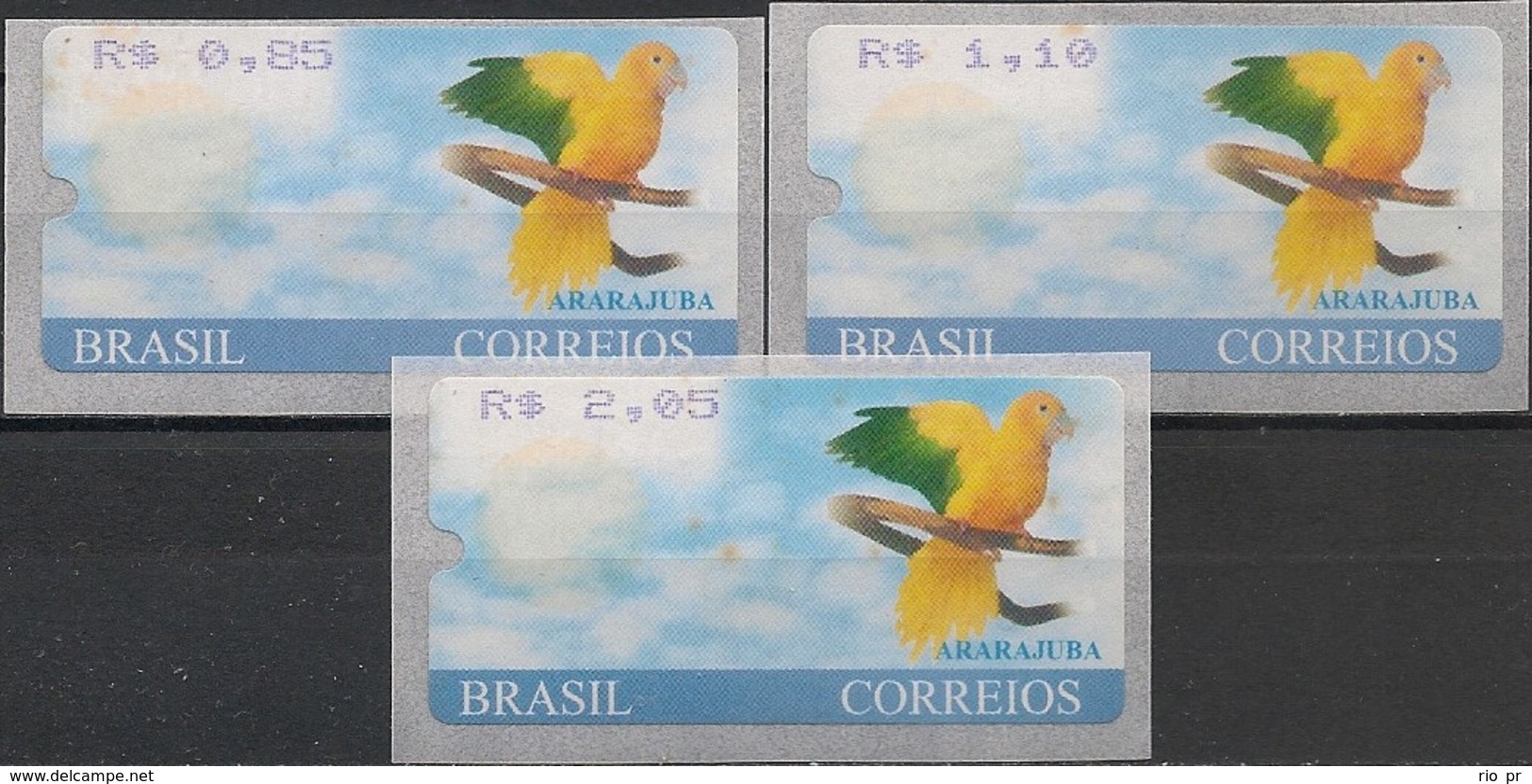BRAZIL - COMPLETE SET AUTOMATA ARARAJUBA (SELF-ADHESIVE) 2005 - MNH - Unused Stamps