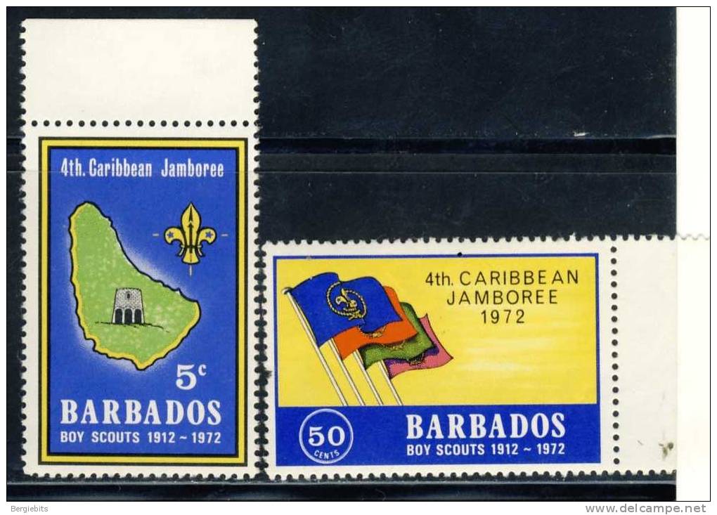 1972 Barbados  Set Of 2  MNH  Stamps  " Boyscouts " Fault On High Value - Barbados (1966-...)