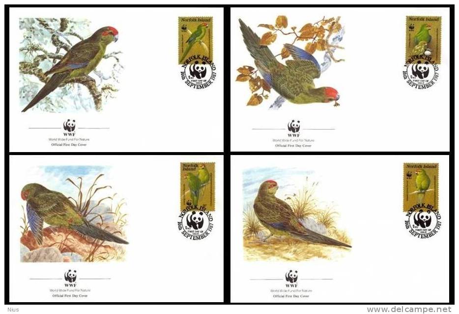 WWF FDC Fauna Norfolk Island Green Parrot Bird 1987 Birds - FDC
