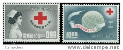 1963 Red Cross Centenary Stamps Nurse Globe Health Medicine - Other & Unclassified