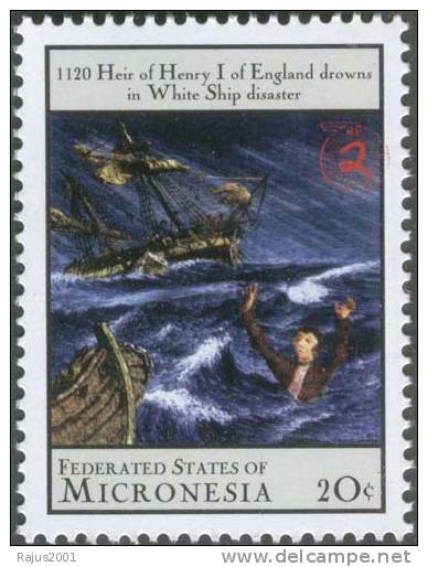 Heir Of Henry I Of England Drowns In WHITE SHIP Disaster In 1120, Transport, Royal, MNH Micronesia - Ships