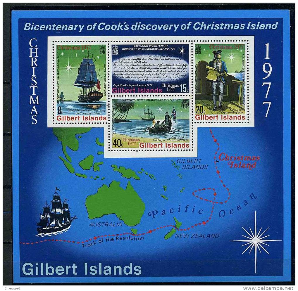Gilbert ** Bloc N° 2 - Noël. Bicent. De La Découverte De L\´ïle Christmas Par Le Capitaine Cook - Gilbert- Und Ellice-Inseln (...-1979)