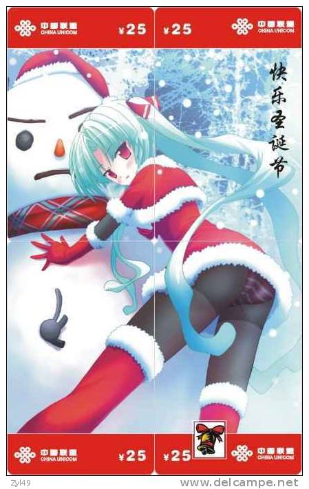 C03072 China Phone Cards Christmas Sexy Girl Puzzle 48pcs - Weihnachten