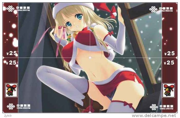 C03069 China Phone Cards Christmas Sexy Girl Puzzle 40pcs - Natale