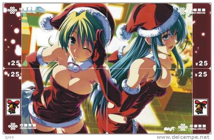 C03069 China Phone Cards Christmas Sexy Girl Puzzle 40pcs - Natale