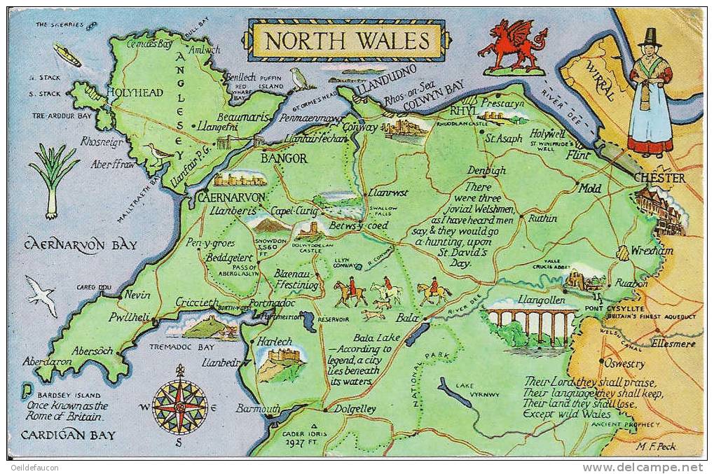 Carte Géographique Du Nord Du Pays De Galles - Andere & Zonder Classificatie