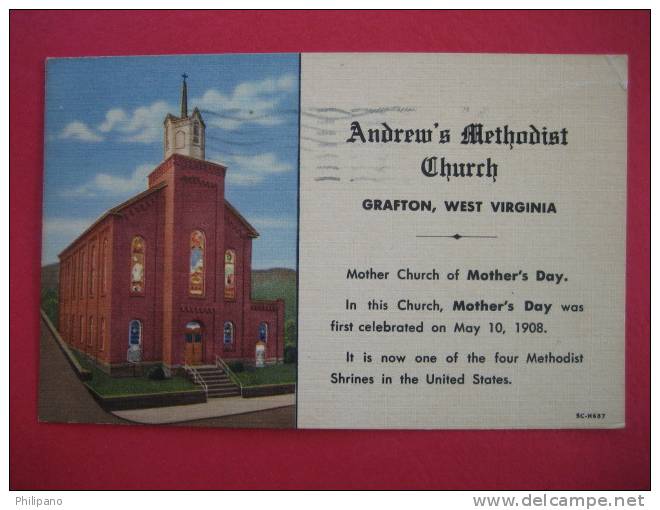 Grafton WV  Andrews Methodist Church   Linen 1970 Cancel   {Ref 105} - Other & Unclassified