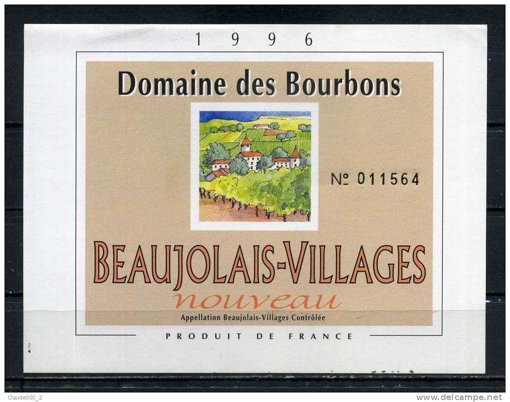 DOMAINE DES BOURBONS   . Beaujolais 1996 .  (040) - Autres & Non Classés