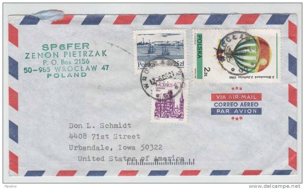 Poland Air Mail Cover Sent To USA 12-6-1985 - Airplanes