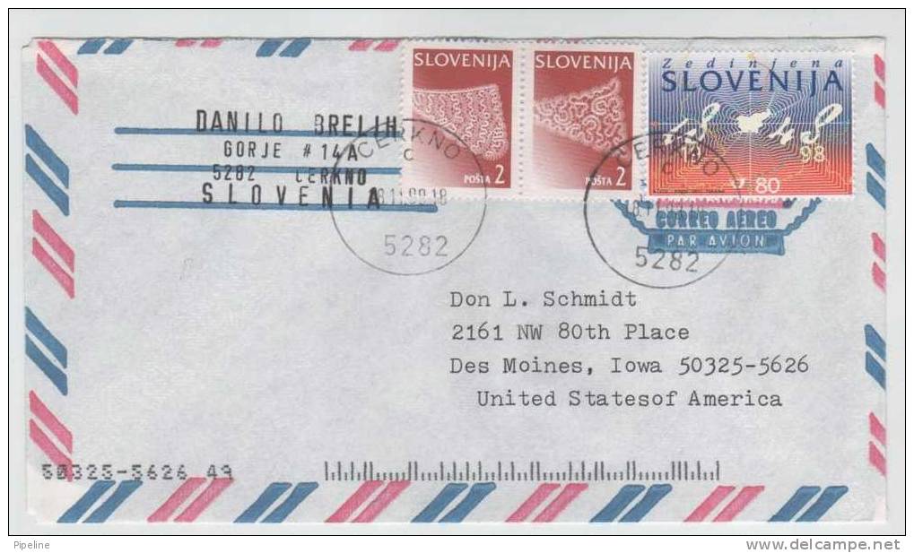 Slovenia Air Mail Cover Sent To USA 18-11-1998 - Slovénie