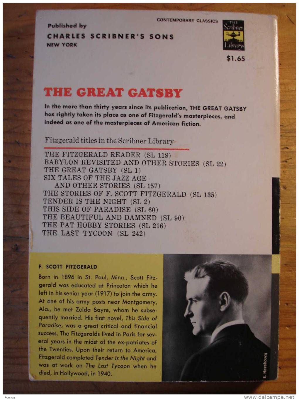 F. SCOTT FITZGERALD - THE GREAT GATSBY - SCRIBNERS LIBRARY CLASSICS N° SL1 - Gatsby Le Magnifique Livre En Anglais - Clásicos