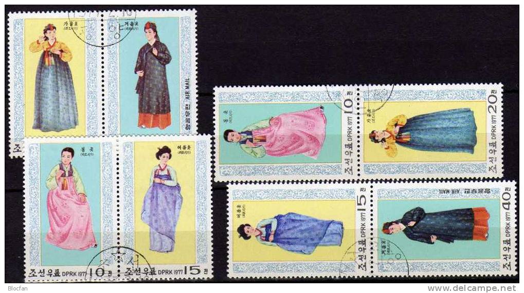 Trachten Aus Asien Korea 1600/3,4xZD,4-Block Plus Kleinbogen O 33€ Historie Gewand Tracht Frauen Set Sheetlet From Corea - Korea (...-1945)