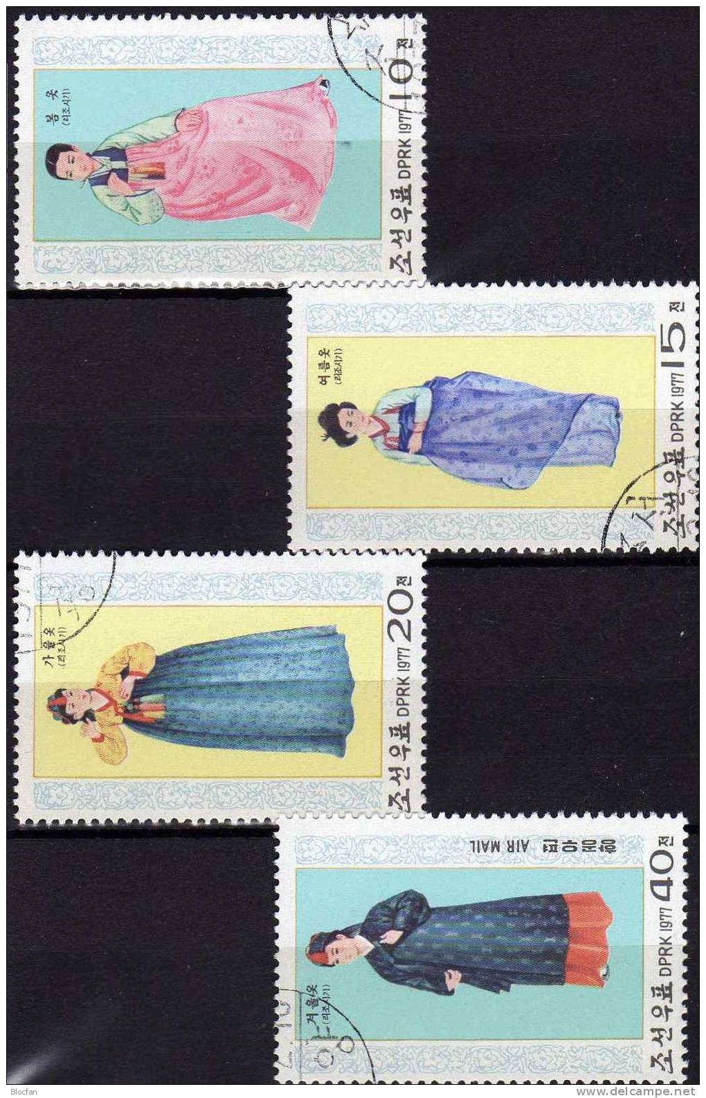 Trachten Aus Asien Korea 1600/3,4xZD,4-Block Plus Kleinbogen O 33€ Historie Gewand Tracht Frauen Set Sheetlet From Corea - Korea (...-1945)