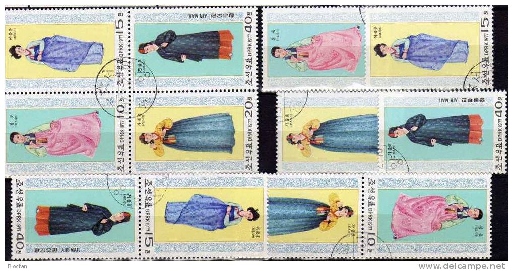 Trachten aus Asien Korea 1600/3,4xZD,4-Block plus Kleinbogen o 33€ Historie Gewand Tracht Frauen set sheetlet from Corea