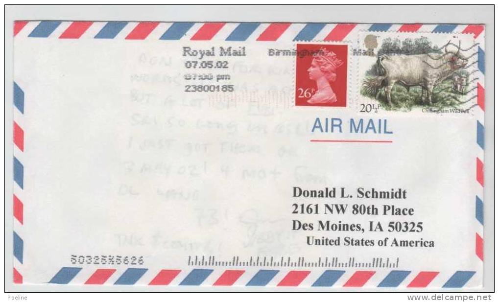 Great Britain Air Mail Cover Sent To USA 7-5-2002 - Covers & Documents