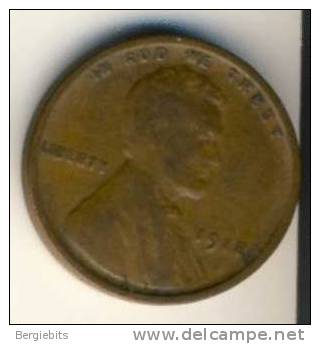 1918  United States Lincoln Head Penny - 1909-1958: Lincoln, Wheat Ears Reverse