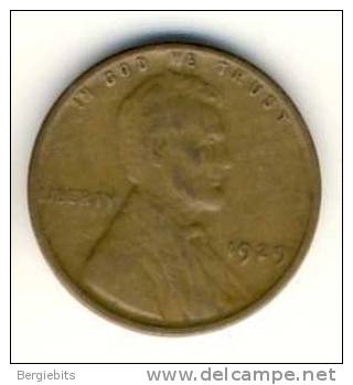 1929 United States Lincoln Head Penny - 1909-1958: Lincoln, Wheat Ears Reverse