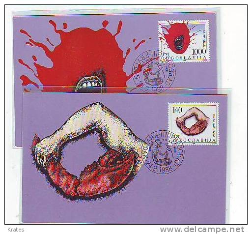 Postcard - FDC, Yugoslavia, AIDS And  Cancer  (1587) - Cartes-maximum