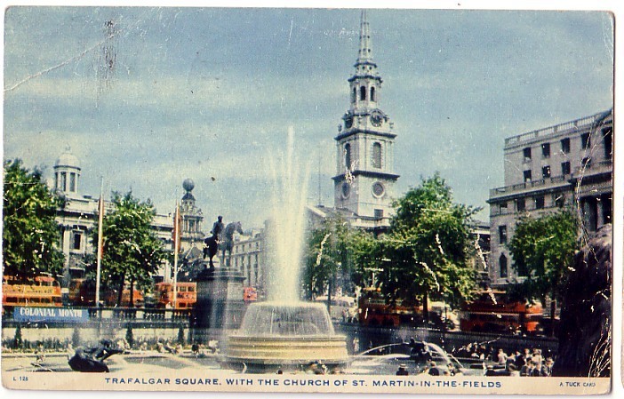TUCK'S Raphael Post Card LONDON TRAFALGAR SQUARE +THE CHURCH OF ST MARTIN -IN-THE-FIELDS TO USSR URSS + GRIFFE RUSSIA - Trafalgar Square