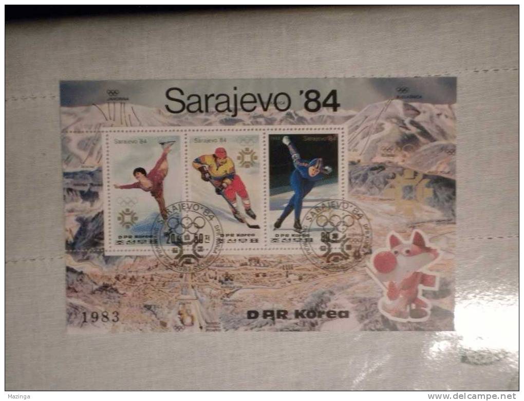 1983 Korea Foglietto Francobolli Olympic Sarajevo 84  Nuovo Con Annullo - Corée (...-1945)