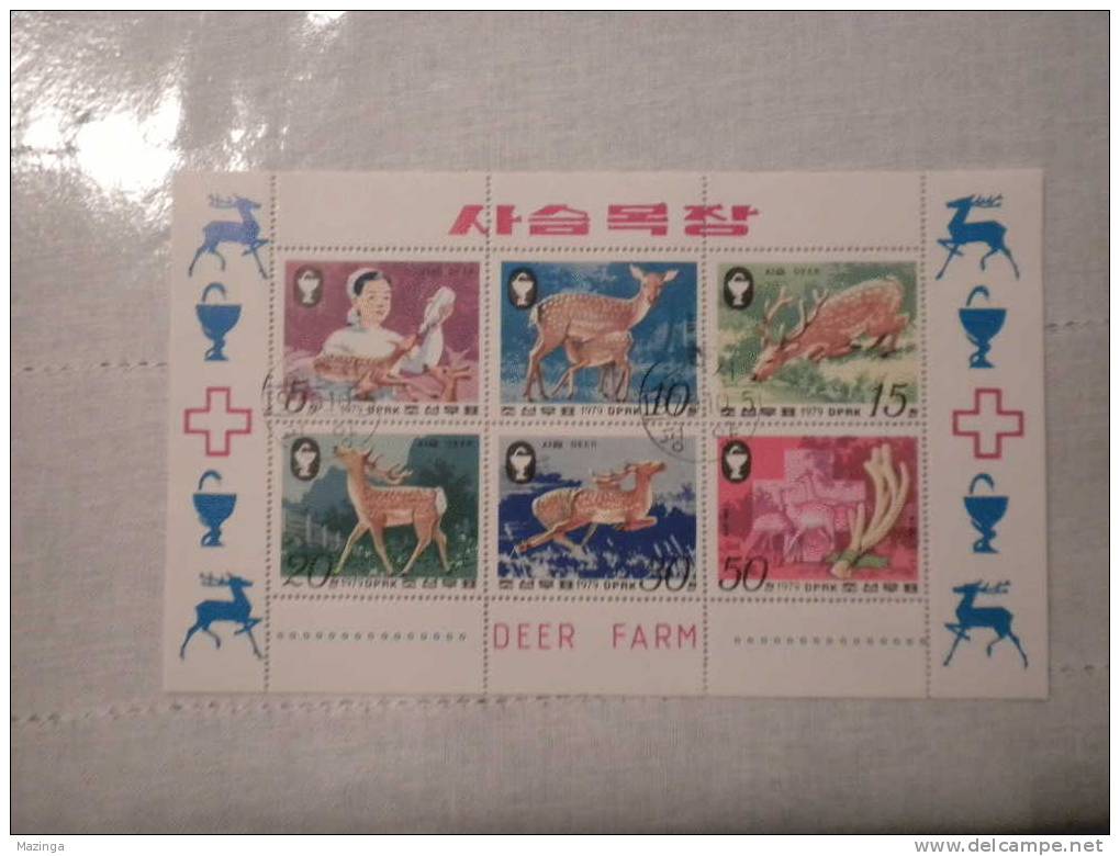 1979 Korea Foglietto Francobolli Deer Farm Nuovo Con Annullo - Corée (...-1945)