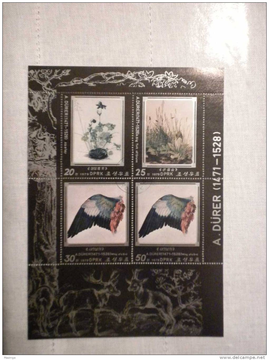 1979 Korea Foglietto Francobolli Pittura Dipinti Painting Peintures Wing Of The Bird  Durer Nuovo Con Annullo - Korea (...-1945)