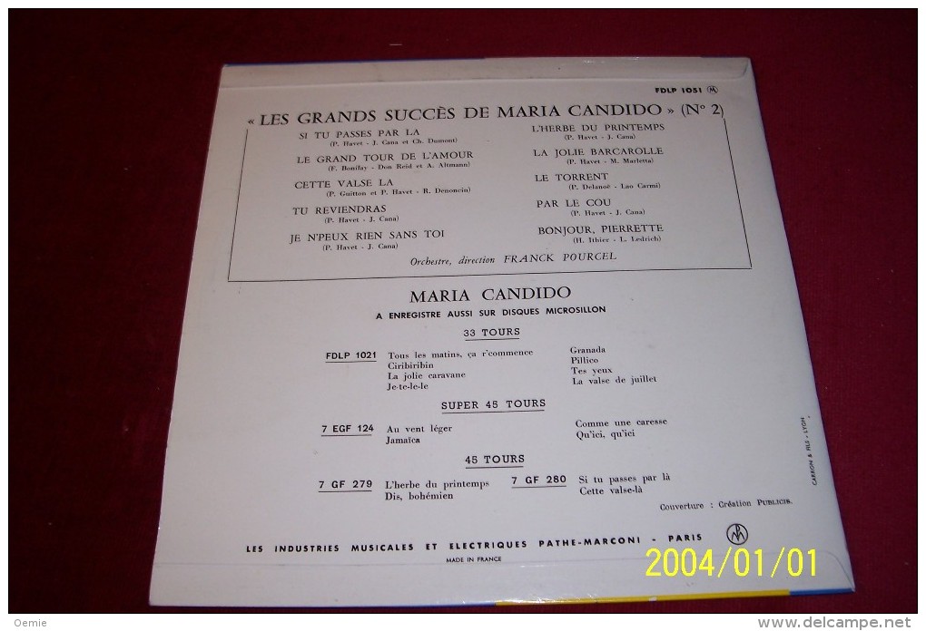MARIA CANDIDO    No 2  °  SES GRANDS SUCCES - Speciale Formaten