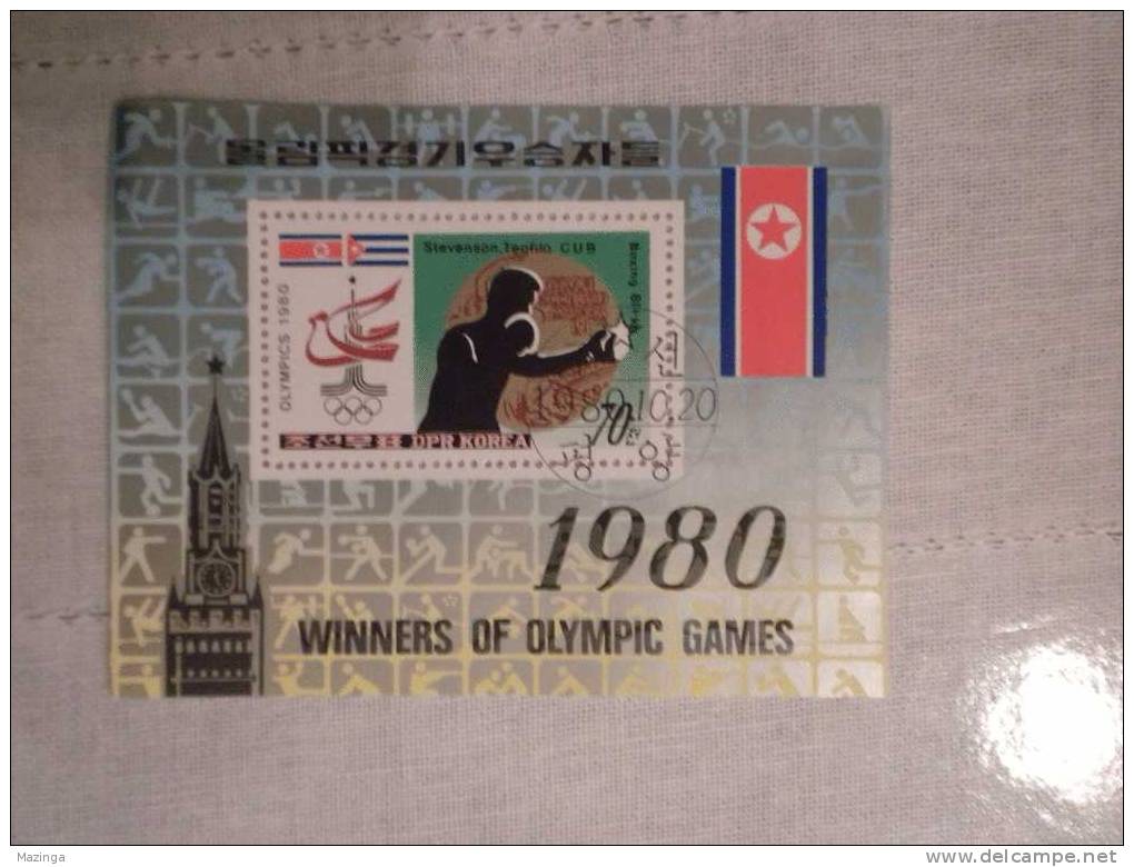 1980 Korea Foglietto Francobolli Winner Of Olympic Games Nuovo Con Annullo - Korea (...-1945)