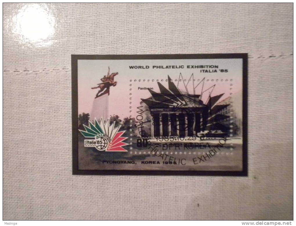 1985 Korea Foglietto Francobolli World Philatelic Exhibition Italia ´85 Nuovo Con Annullo - Corée (...-1945)