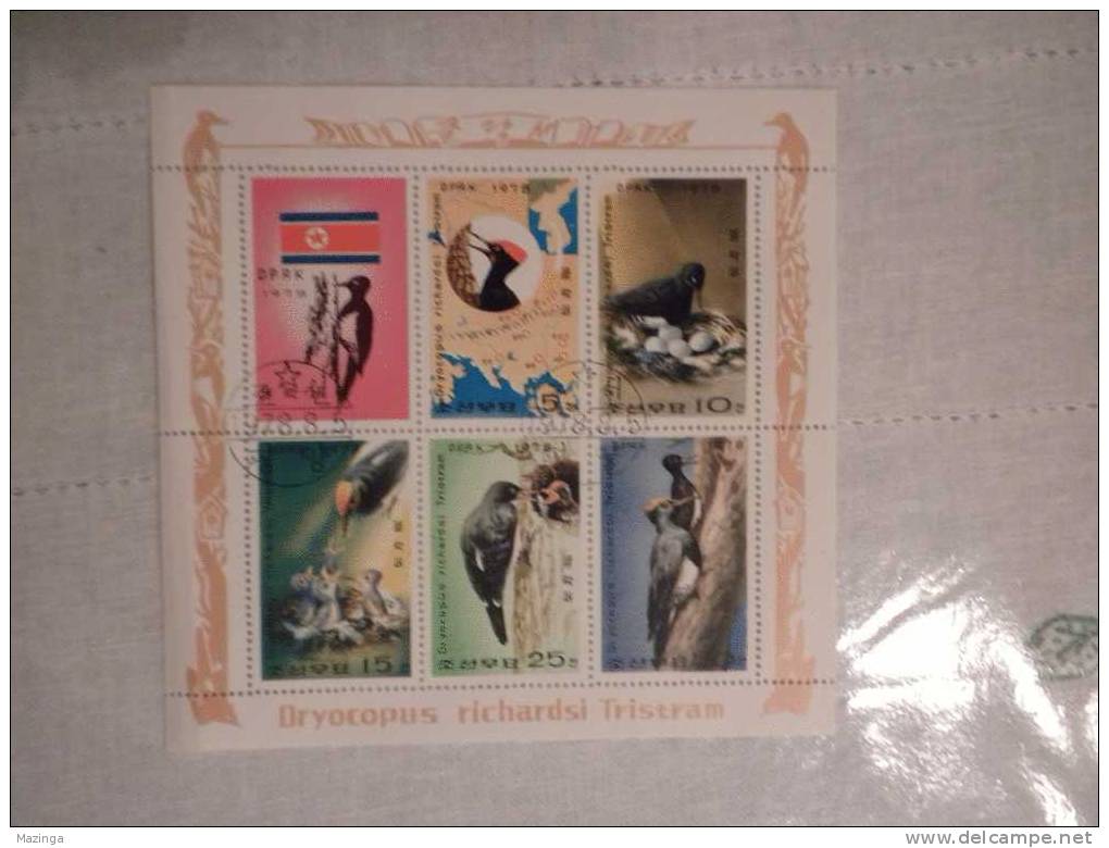 1978 Korea Foglietto Francobolli Uccelli Picchio Picchi Razze Nuovo Con Annullo - Corea (...-1945)