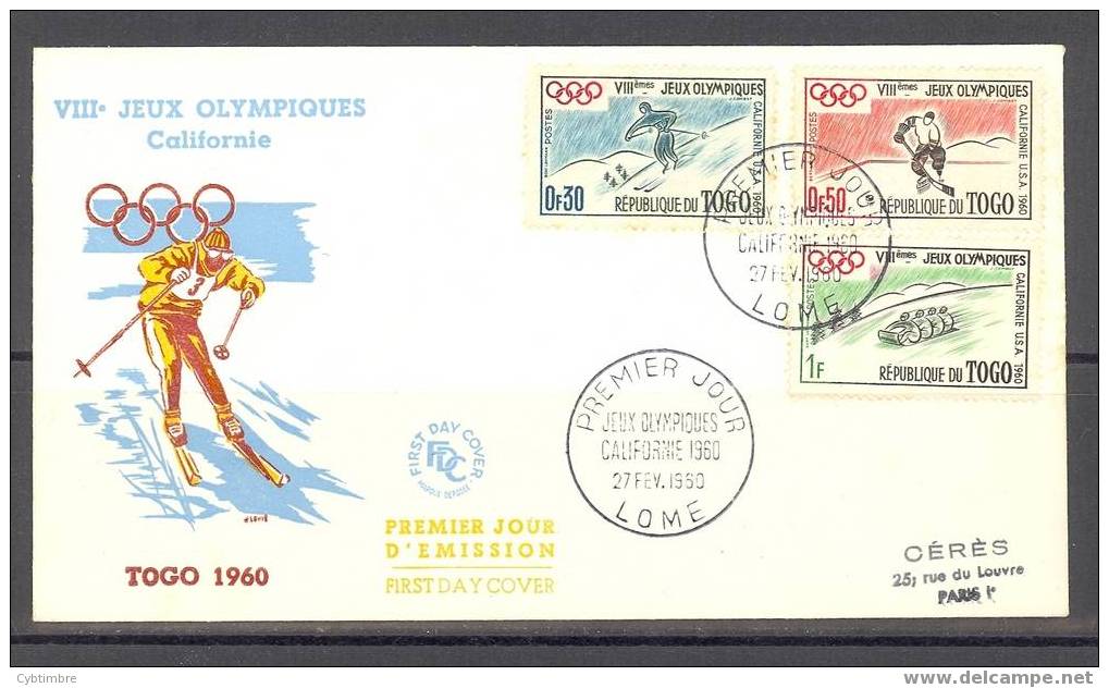 Togo  FDC , Sports D´hiver;ski; Hockey Sur Glace; Bobslleigh, Voir Scan - Winter 1960: Squaw Valley