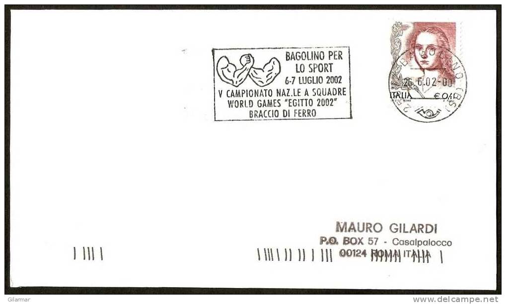 ITALIA BAGOLINO (BS) 2002 - CAMPIONATO NAZIONALE A SQUADRE BRACCIO DI FERRO - TARGHETTA - CARD VIAGGIATA - Altri & Non Classificati