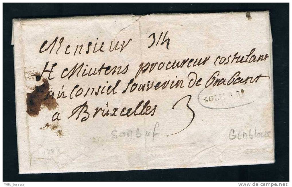 Belgique Précurseur 1789 Lettre Datée De GEMBLOUX Avec Marque SOMBREF. - 1789-1790 (Révol. Brabançonne)
