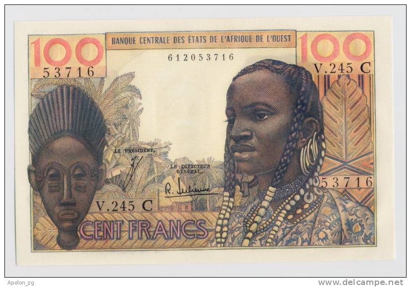 WEST AFRICAN STATES - WESTAFRIKANISCHER STAATEN:  100 Francs, Sign. 4 ND (2.3.1965)  UNC  *P-301Cf  * BURKINA FASO - États D'Afrique De L'Ouest