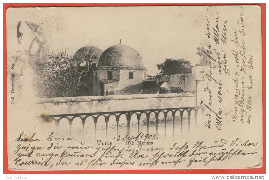 D162, Tunisie, Tunis, Bab Menara, Précurseur, Circulée 1905 Vers Bern Suisse - Tunisie