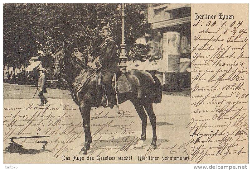 Métiers - Militaria - Policier  Berlinois à Cheval - Marque Postale 1905 - Polizia – Gendarmeria