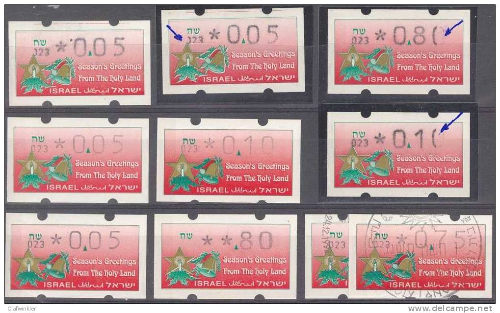 1992: Christmas ...SIMA Labels Machine Number 023 Collection With Printing Faults Set MNH - Franking Labels