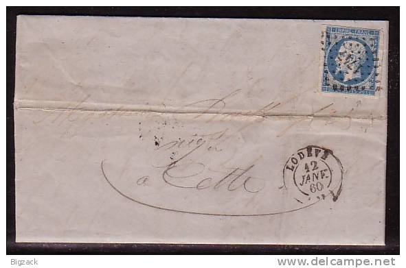 Frankreich Brief EF Minr.13 Lodeve 12.1.60 Nr.-St. 1747 - 1853-1860 Napoleone III