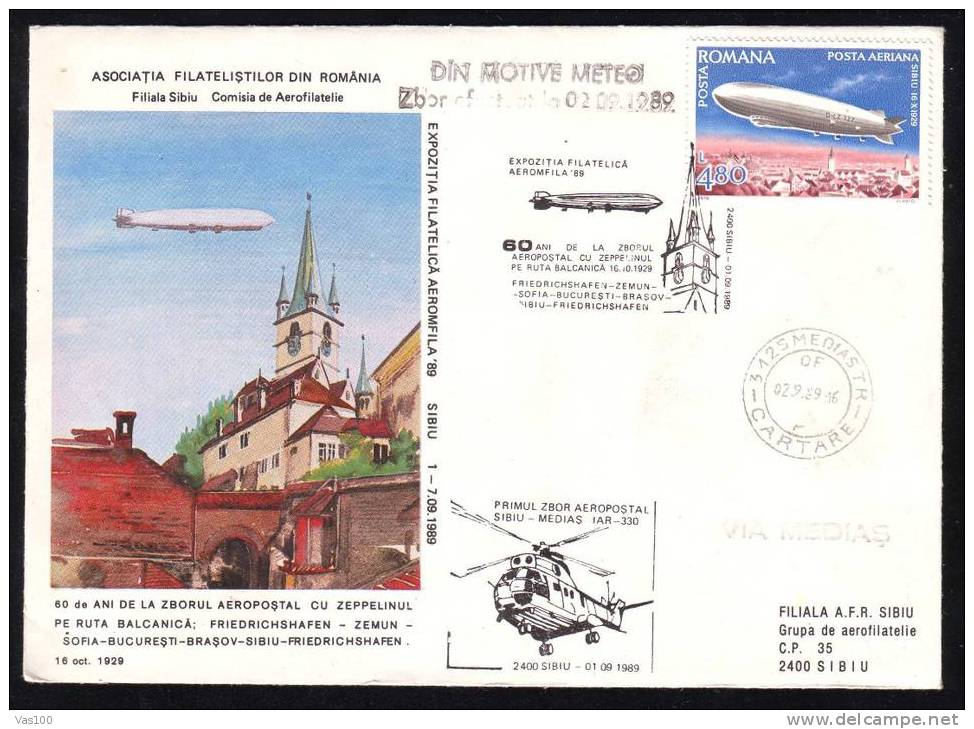 Romania 1989 Cover  With Helicopters PMK,"Zeppelins" - Helicópteros