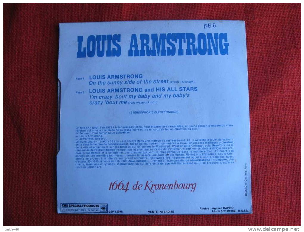 45 Tours - Louis Armstrong On The Sunny Of The Street - Jazz
