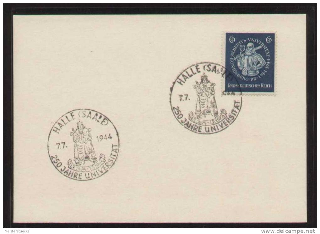 Dt. Reich - MiNr. 896 Auf Blanko-Karte Mit SST Vom 7.7.1944 Aus HALLE (SAALE) - 250 JAHRE UNIVERSITÄT - Storia Postale