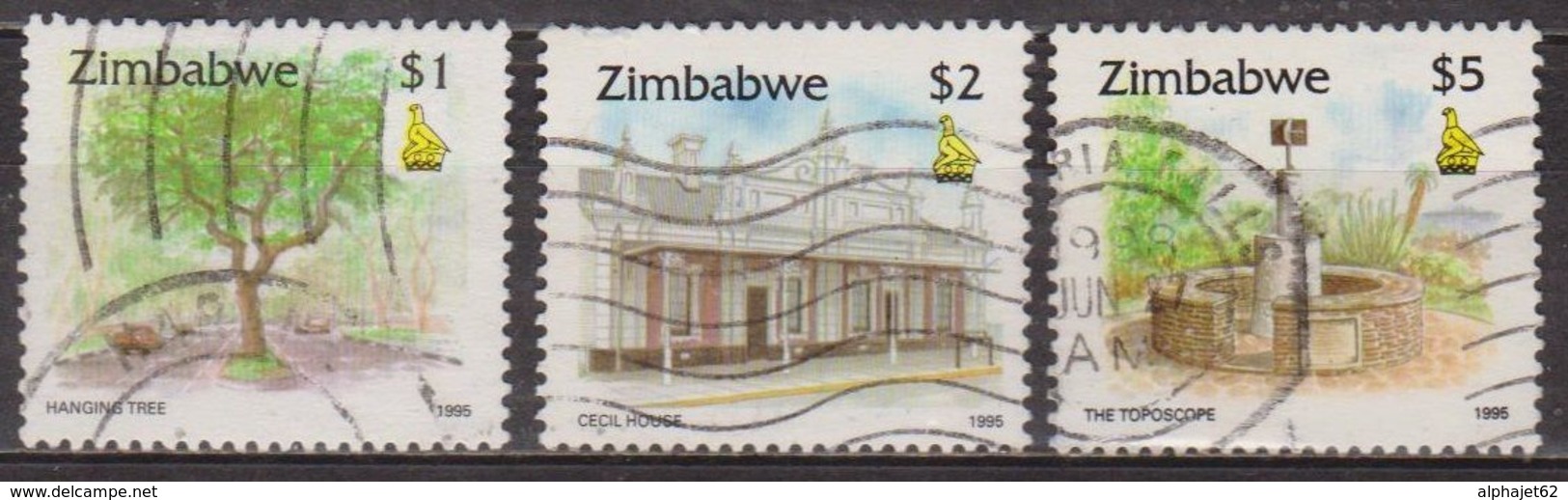 Monuments - ZIMBABWE - Arbre Aux Pendus, Cécil House, Toposcope - N° 324 -325-326 - 1995 - Zimbabwe (1980-...)