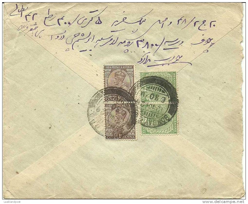 INDIA BOMBAY 12-10-1929 COMM COVER TO BURJAND PERSIA   (michel Nrs 101/102 Pair Of 2) - 1911-35 Roi Georges V